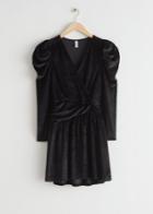 Other Stories Draped Velvet Mini Dress - Black