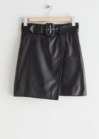 Other Stories Belted Leather Mini Skirt - Black