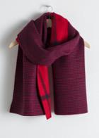 Other Stories Houndstooth Plaid Wool Scarf - Red