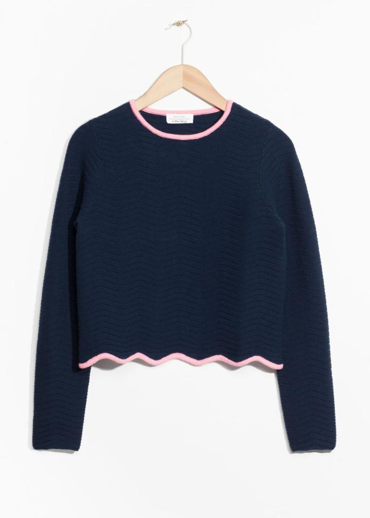 Other Stories Scallop Edge Sweater - Blue