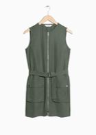 Other Stories Belted Zip Dress - Green