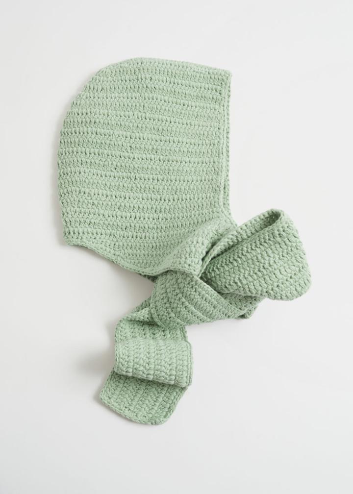 Other Stories Crochet Hood Scarf - Green