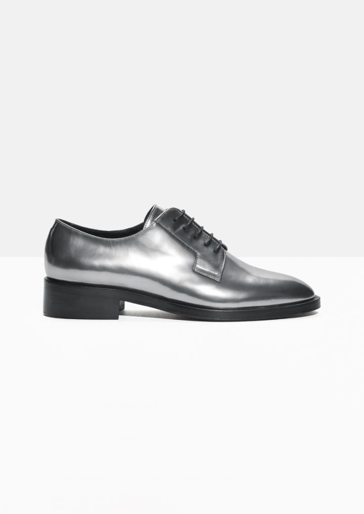 Other Stories Metallic Lace Up Leather Shoe
