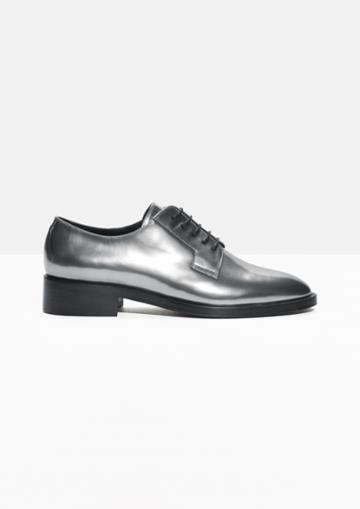 Other Stories Metallic Lace Up Leather Shoe