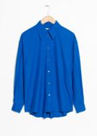 Other Stories Oversized Raw Silk Button Down - Blue