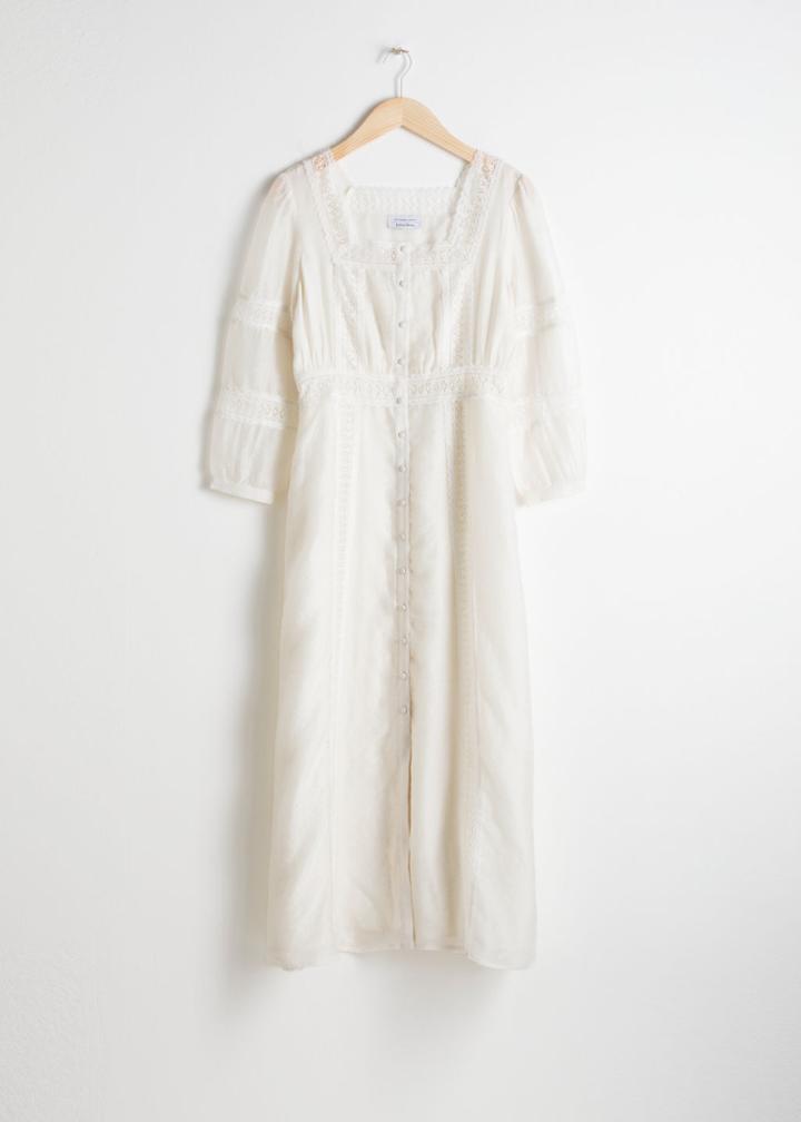 Other Stories Lace Midi Dress - White