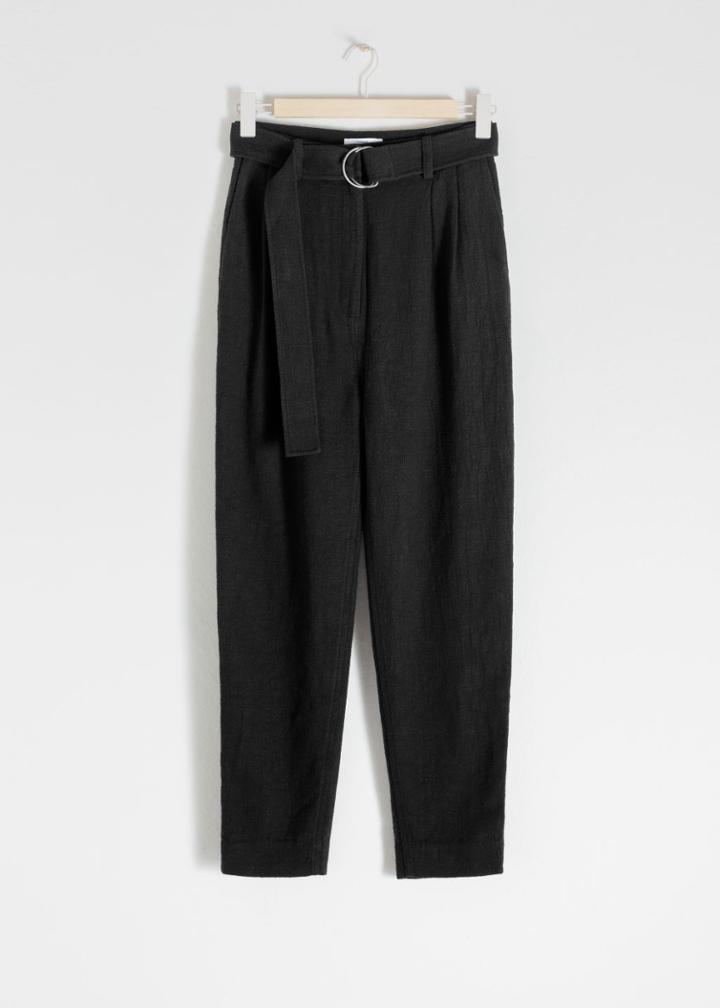 Other Stories Belted Tapered Trousers - Black