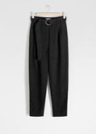 Other Stories Belted Tapered Trousers - Black