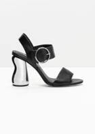 Other Stories O-ring Metallic Heeled Sandals - Black