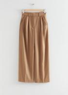 Other Stories Wool Blend Pleated Trousers - Beige