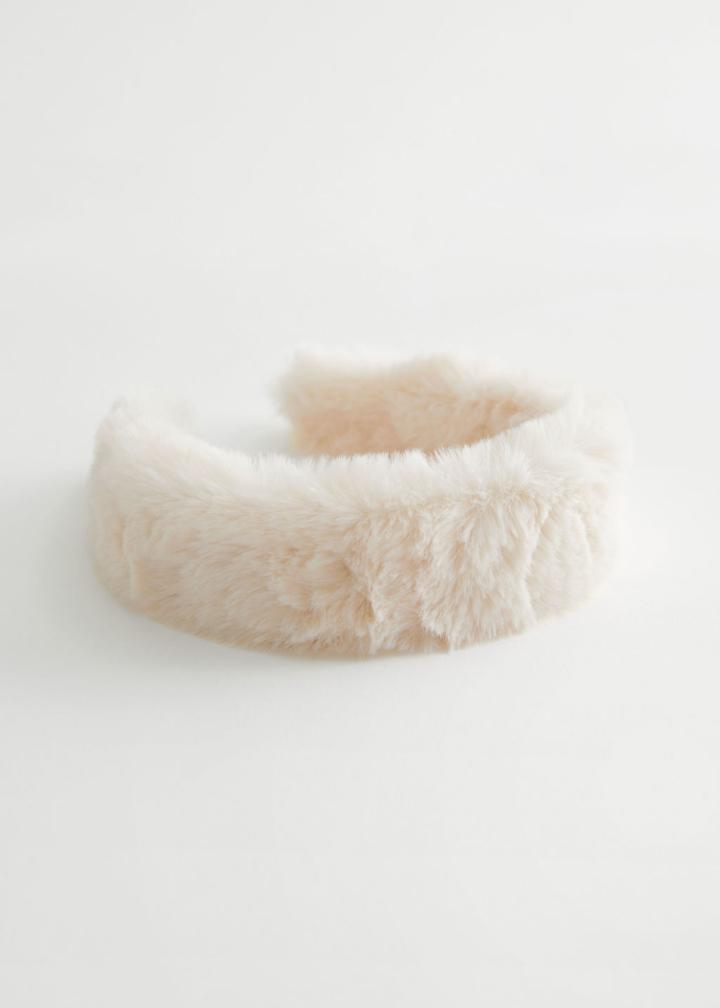 Other Stories Faux Fur Alice Headband - Beige