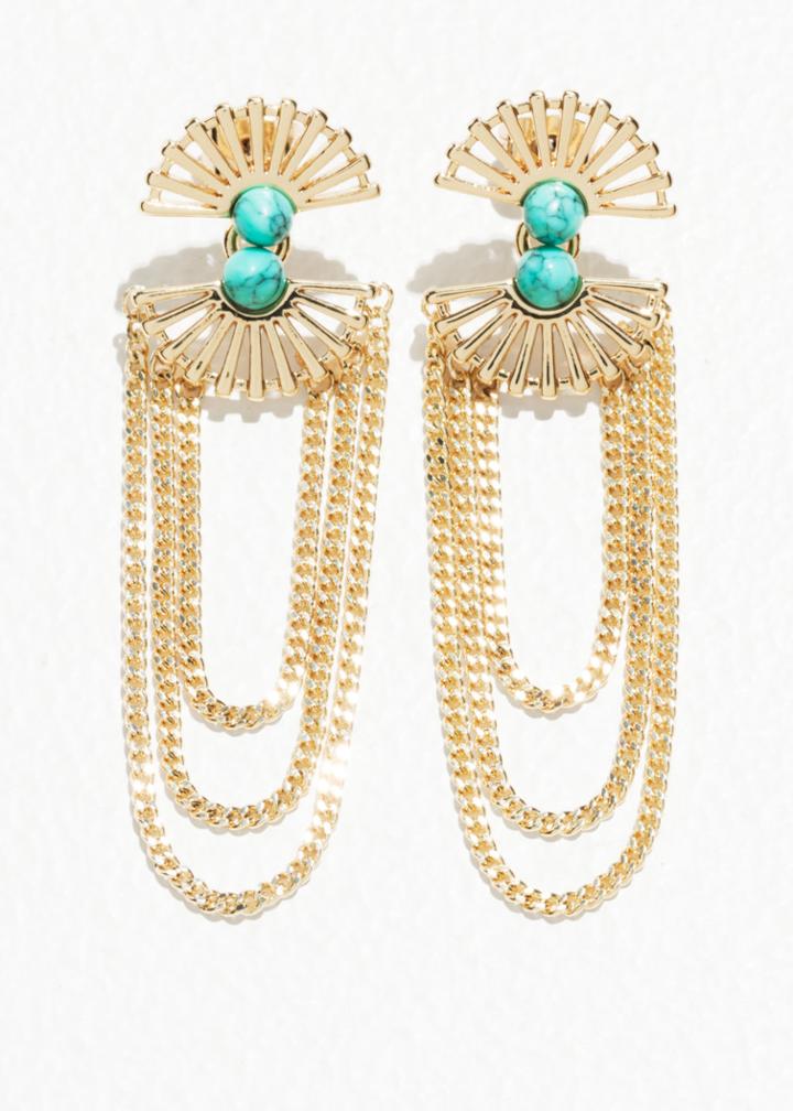 Other Stories Sun Fan Earrings - Turquoise