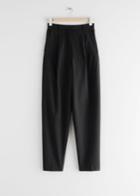 Other Stories Tapered Wool Blend Press Crease Trousers - Black