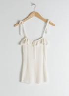 Other Stories Ruffled Square Neck Tank Top - White