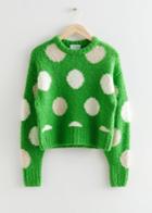 Other Stories Polka Dot Jacquard Knit Sweater - Green
