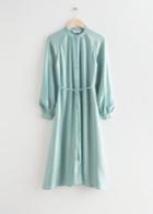 Other Stories Relaxed Belted Button Up Midi Dress - Green