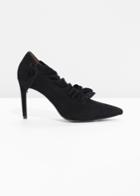 Other Stories Suede Frill Pumps - Black