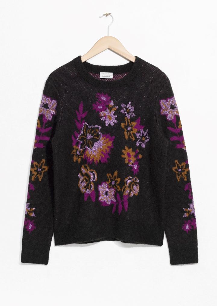 Other Stories Flower Knit Jacquard Sweater