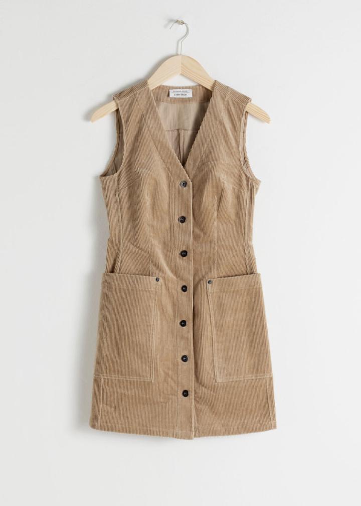 Other Stories Corduroy Workwear Mini Dress - Beige