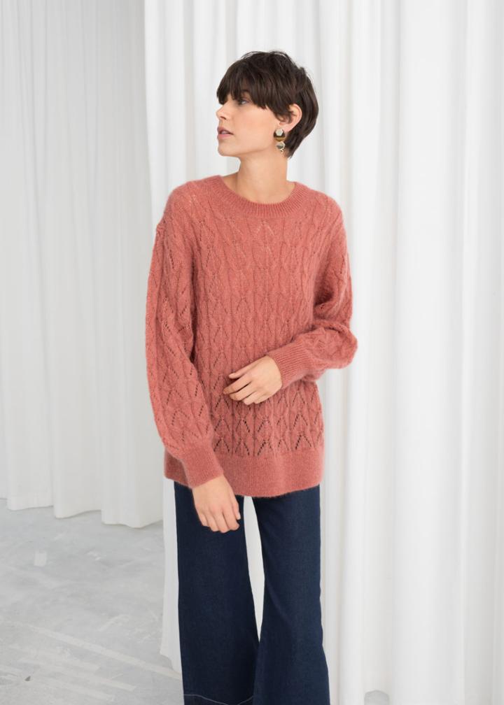 Other Stories Oversized Eyelet Knit Sweater - Orange