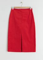 Other Stories Front Slit Corduroy Midi Skirt - Red