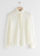 Other Stories Ruffled Mulberry Silk Blouse - White