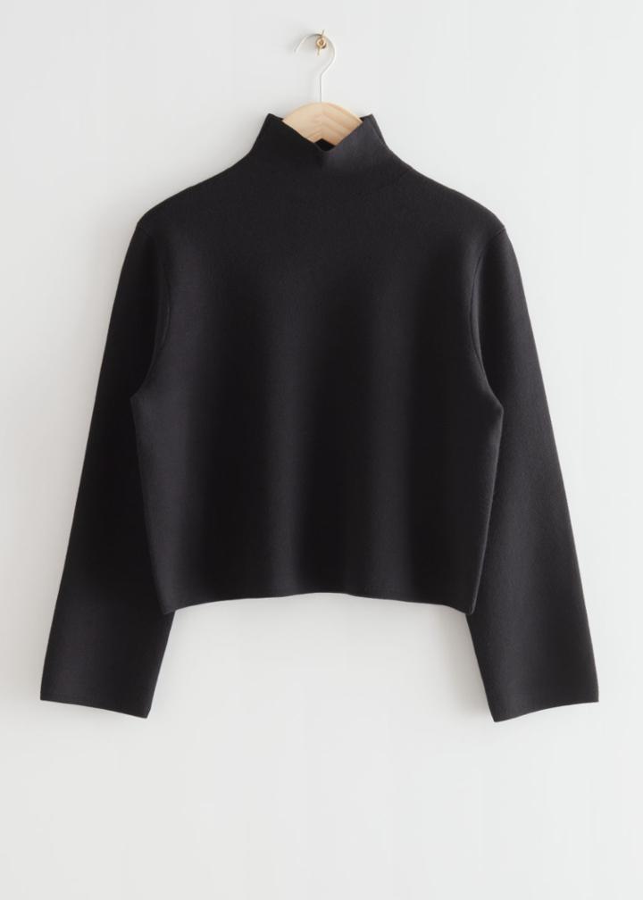 Other Stories Boxy Turtleneck Knit Sweater - Black