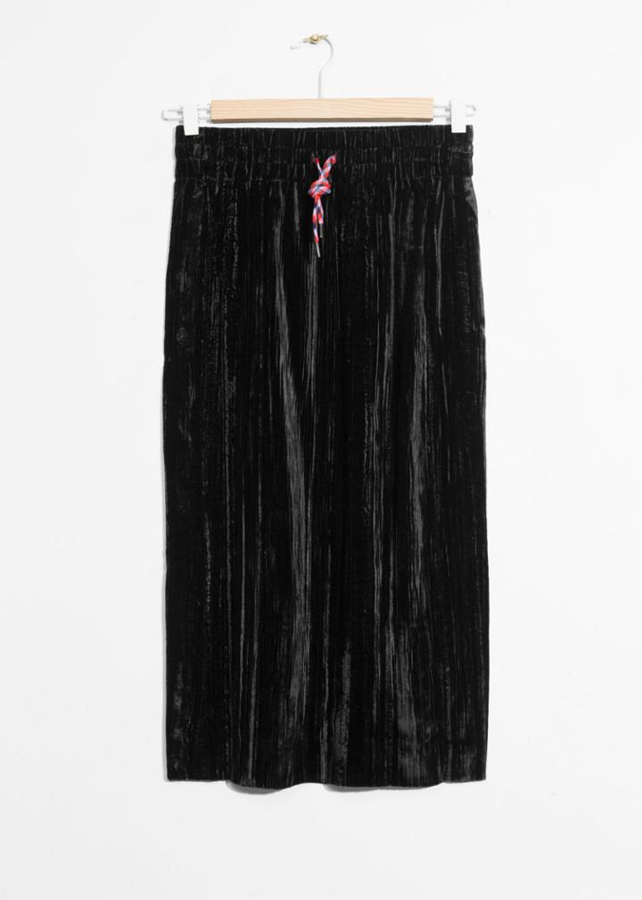 Other Stories Wrinkle Velvet Skirt - Black