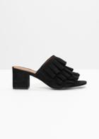 Other Stories Flounce Suede Mules - Black