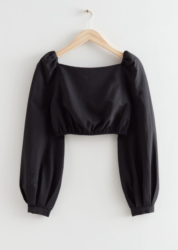 Other Stories Balloon Sleeve Top - Black