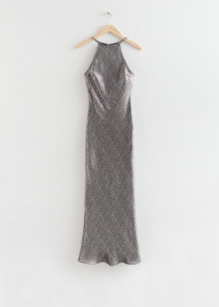 Other Stories Metallic Silk Blend Maxi Dress - Black