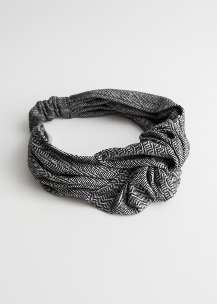 Other Stories Herringbone Knot Headband - Grey