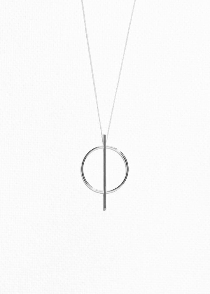 Other Stories Geometric Circle Necklace - Silver