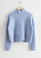Other Stories Cropped Mock Neck Sweater - Blue