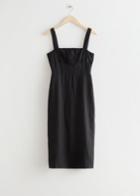 Other Stories Strappy Linen Midi Dress - Black