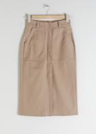 Other Stories Stretch Cotton Pencil Skirt - Beige