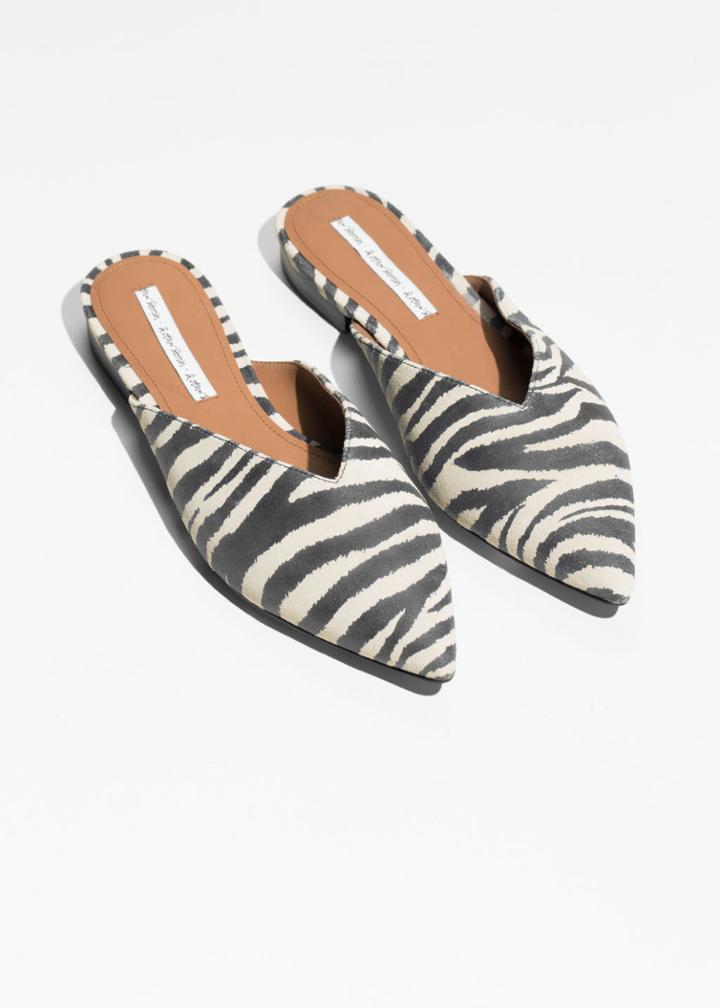 Other Stories Suede Pointy Slippers - Black