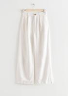 Other Stories Wide High Waist Linen Trousers - White