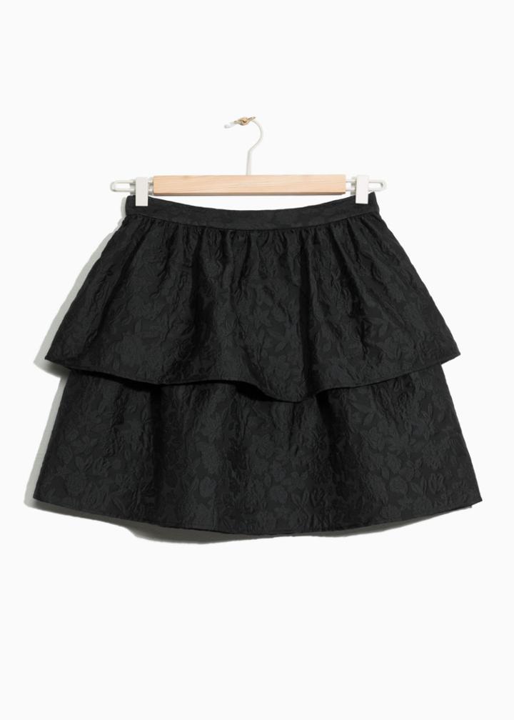 Other Stories Jacquard Ruffle Skirt - Black