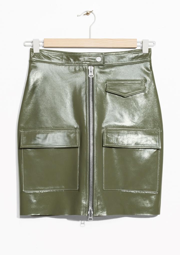 Other Stories Utilitarian Patent Leather Skirt