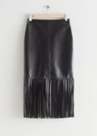 Other Stories Leather Fringe Midi Skirt - Black
