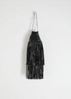 Other Stories Leather Fringe Chain Clutch - Black
