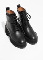 Other Stories Leather Platform Lace-up Boots - Black