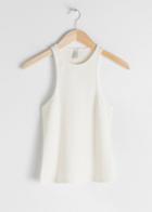 Other Stories Cotton Blend Racer Back Tank - White