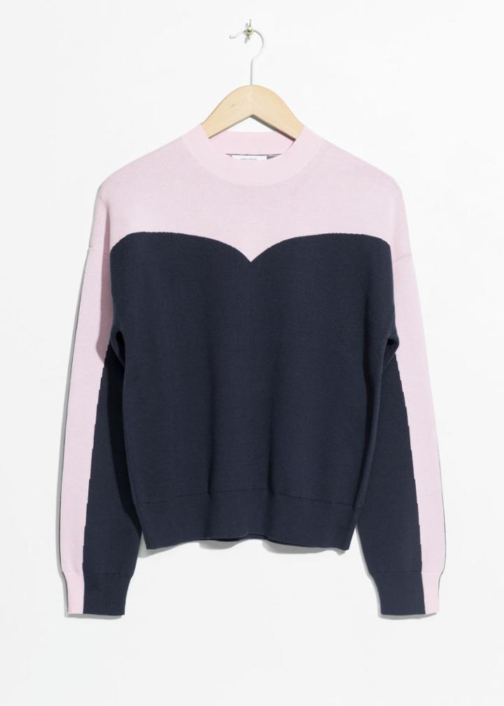 Other Stories Colour Blocking Cotton Sweater - Blue