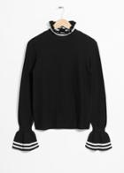 Other Stories Flounce Cuff Sweater - Black
