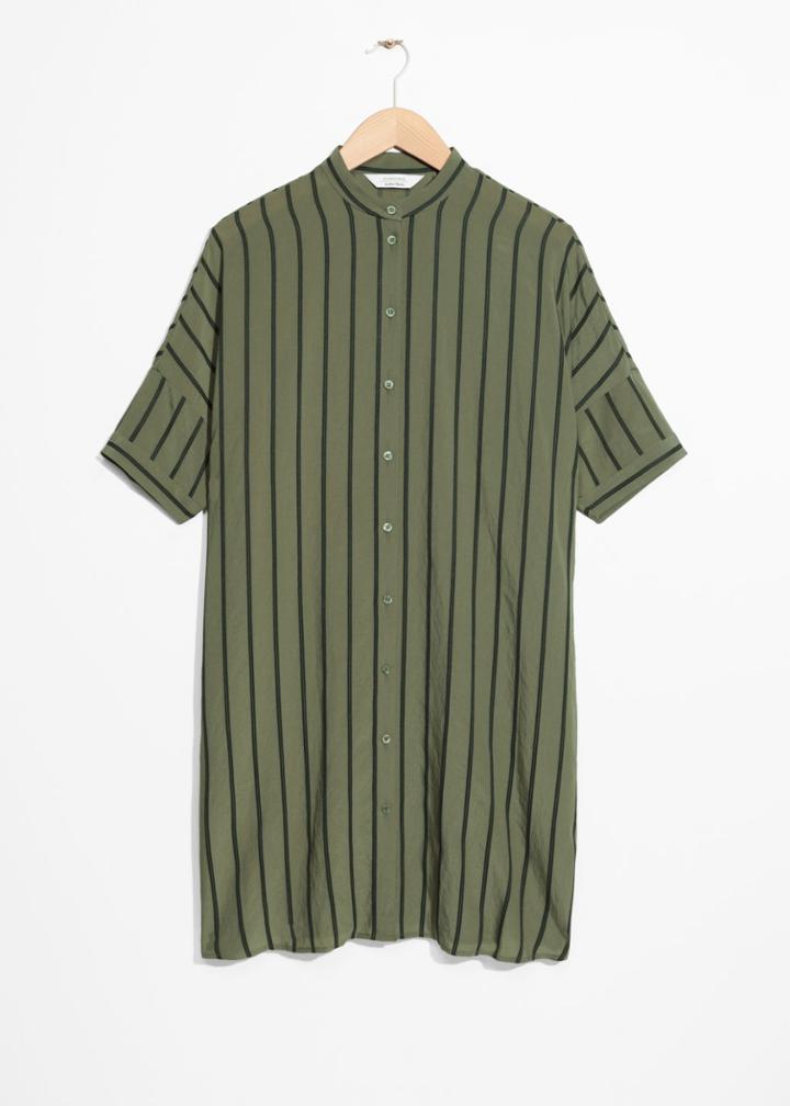 Other Stories Oversized Shirt Dress - Green