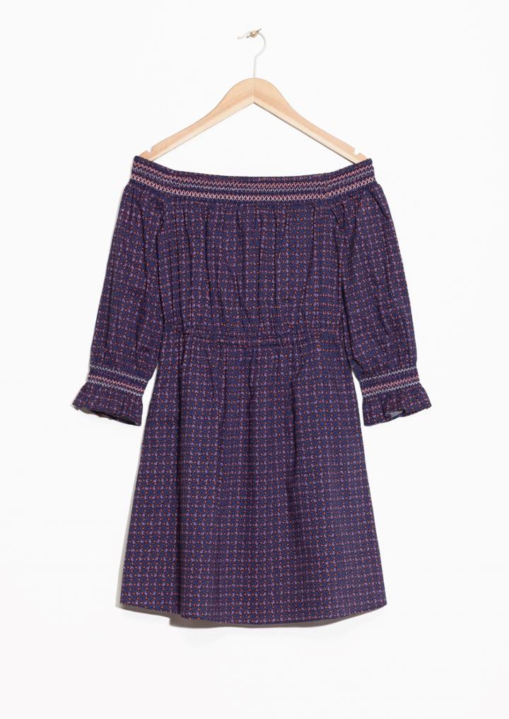 Other Stories Smocked Embroidered Dress