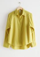 Other Stories Padded Shoulder Cotton Shirt - Yellow