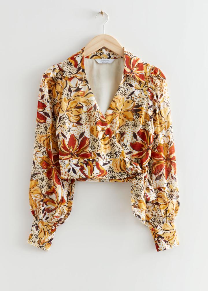 Other Stories Collared Wrap Top - Yellow